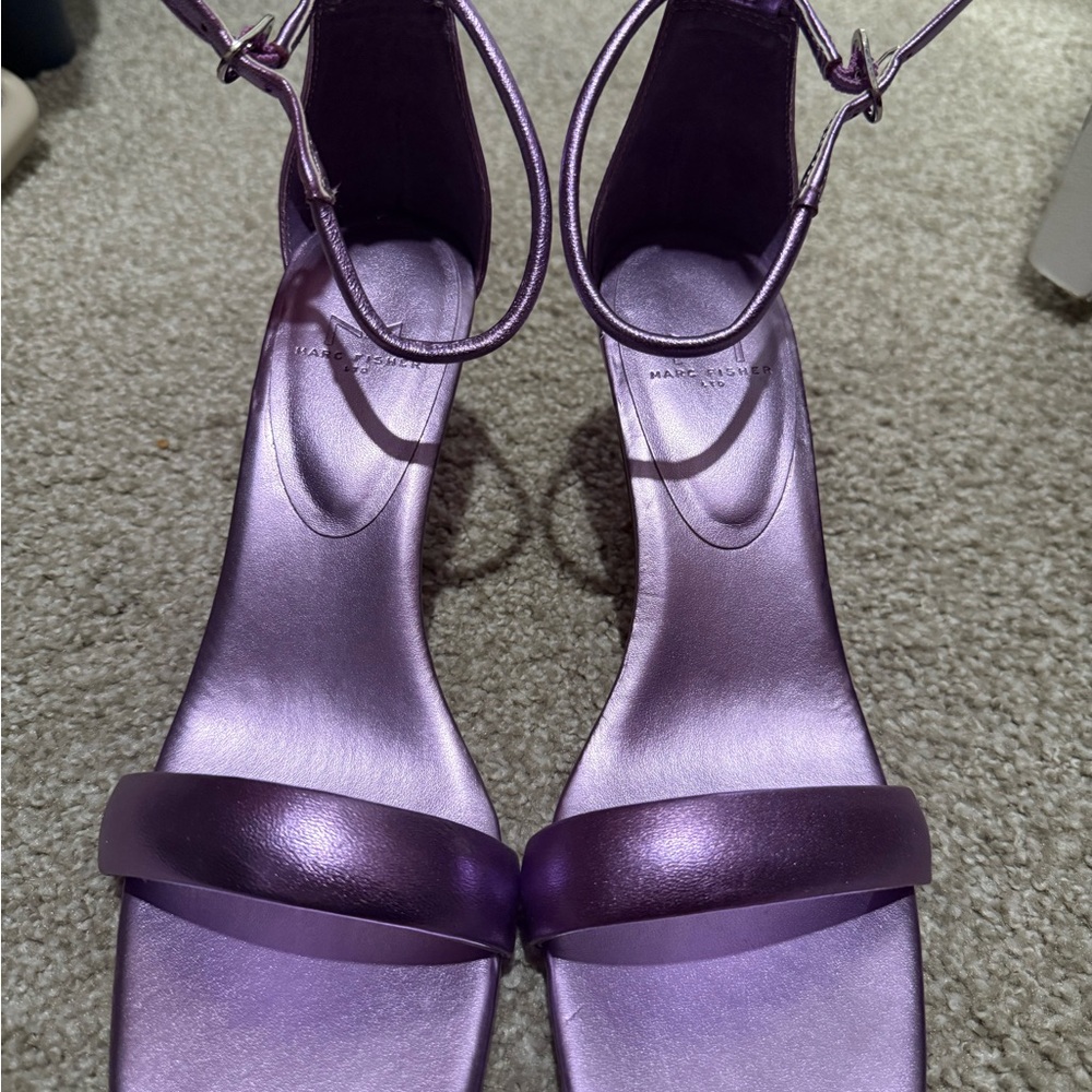 Marc Fisher Purple Heeled Sandals with Sleek Design